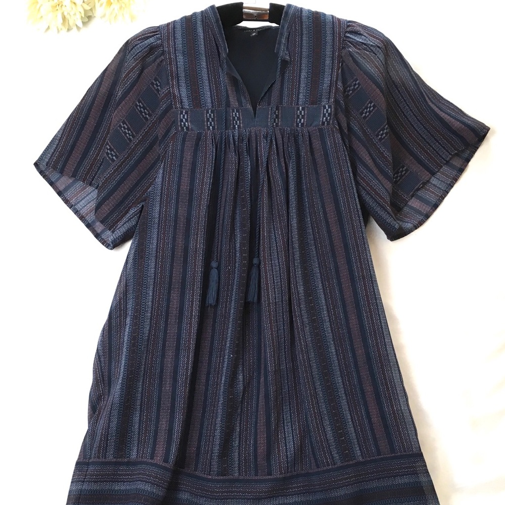 Lucky Brand Violet Navy Blue Dress with Tassels 🍀